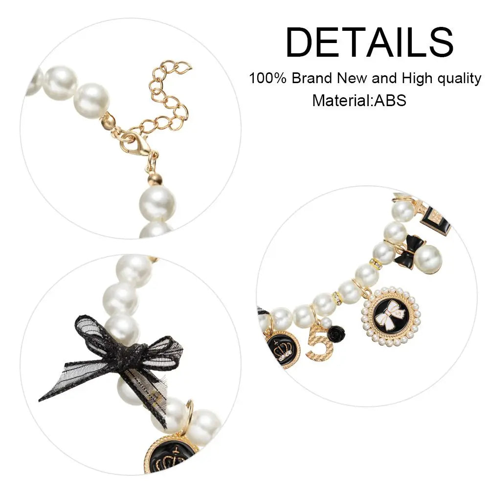 Pet Products Cat Jewelry Cute Collar Dog Cat Princess Bow Necklace Pet Pearl Collar Adjustable