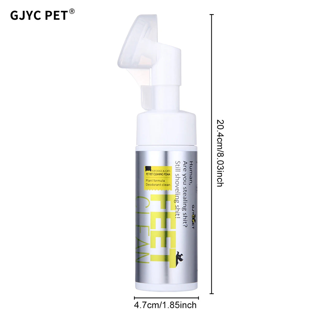 Pet Paw Cleaner Foam - No-Rinse Waterless Gentle Lick-Safe, Plant Extracts Soothing Moisturizing with Soft Brush for Cats Dogs