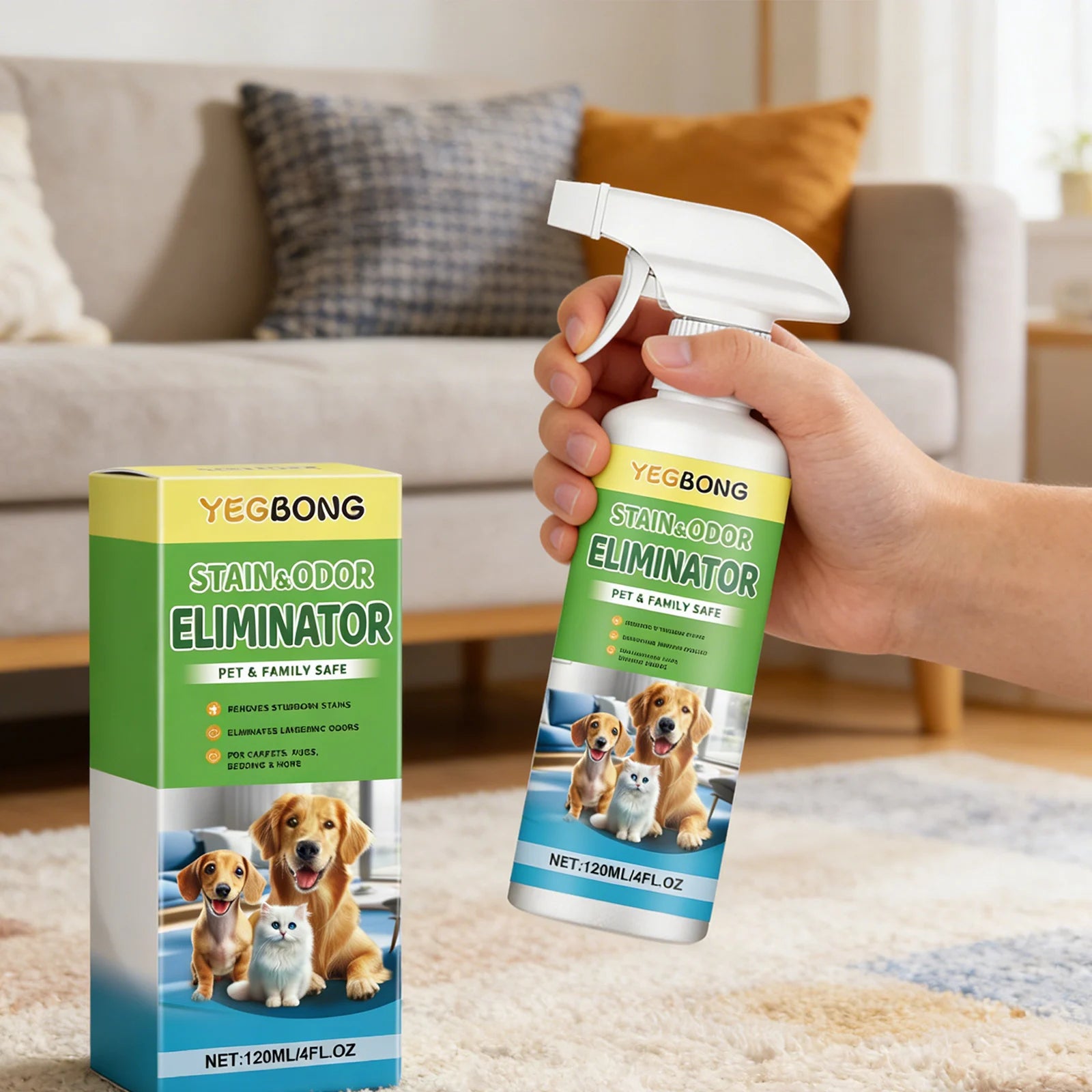 Pet Stain Remover Deep Cleaning Easily Dissolve Stubborn Urine Stains Eliminate Odor Restore Home Freshness Pet-Friendly Cleaner