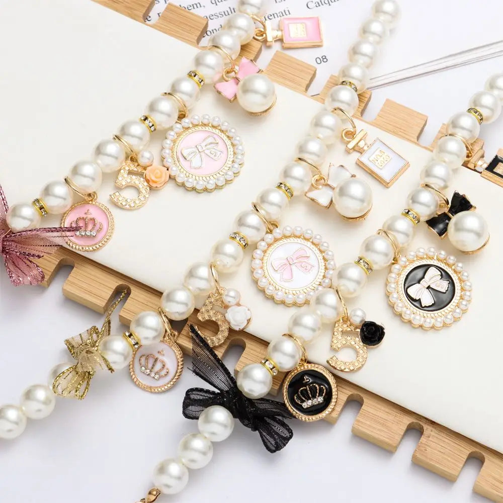 Pet Products Cat Jewelry Cute Collar Dog Cat Princess Bow Necklace Pet Pearl Collar Adjustable