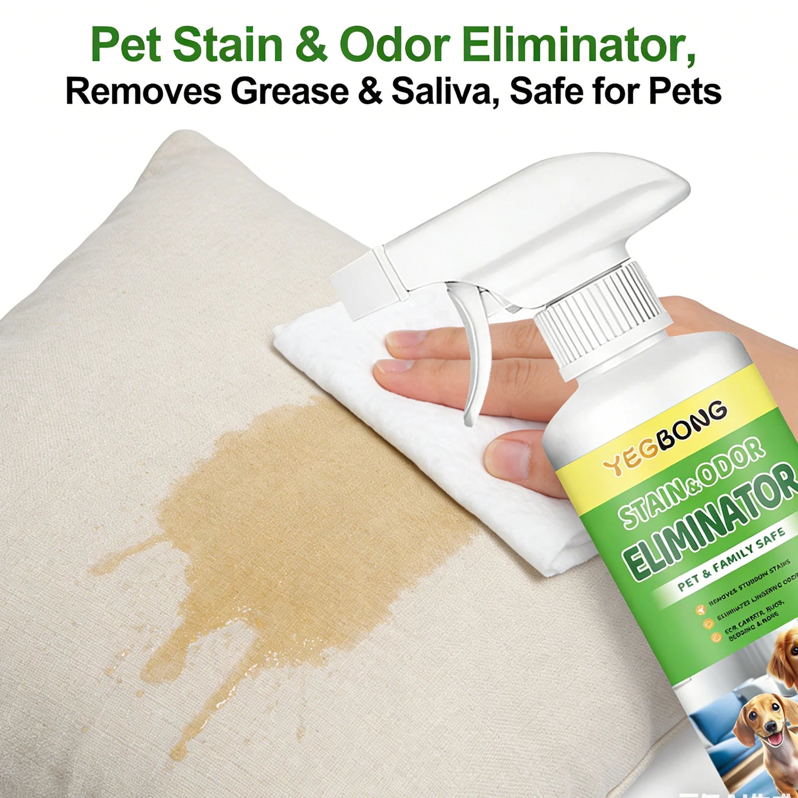Pet Stain Remover Deep Cleaning Easily Dissolve Stubborn Urine Stains Eliminate Odor Restore Home Freshness Pet-Friendly Cleaner