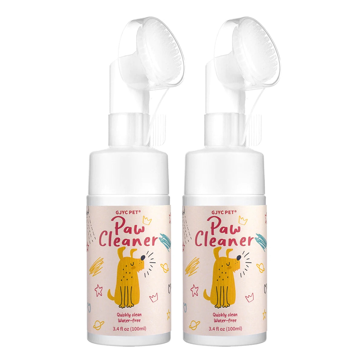 Pet Paw Cleaner Foam - No-Rinse Waterless Gentle Lick-Safe, Plant Extracts Soothing Moisturizing with Soft Brush for Cats Dogs